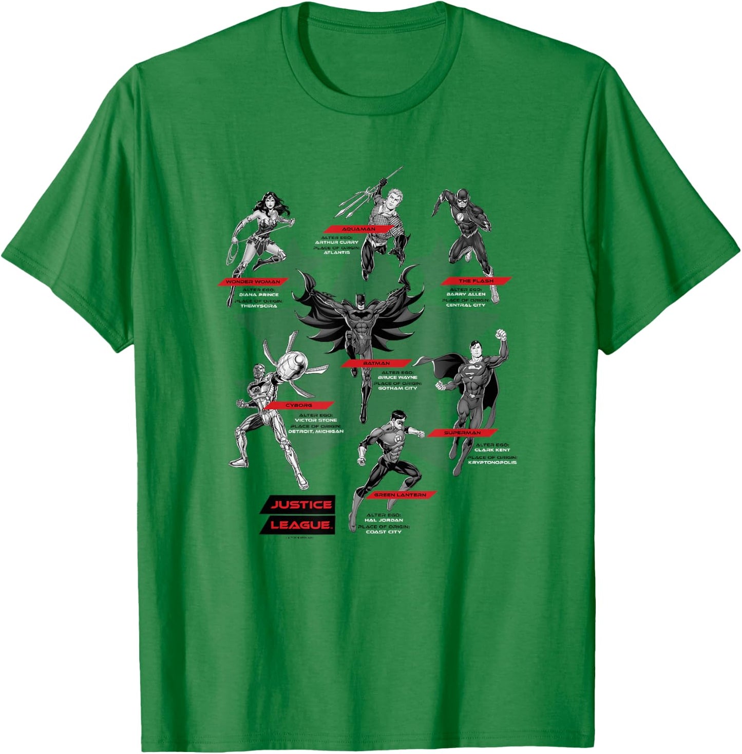 DC Comics Justice League Group Shot Members Logo T-Shirt - T-Shirt | Irish Green
