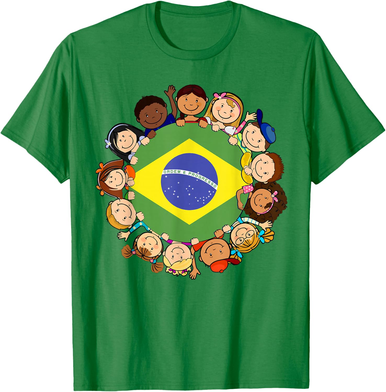 Brazil Kids Brazilian Flag Hispanic Heritage Month Girl Boy T-Shirt - T-Shirt | Irish Green
