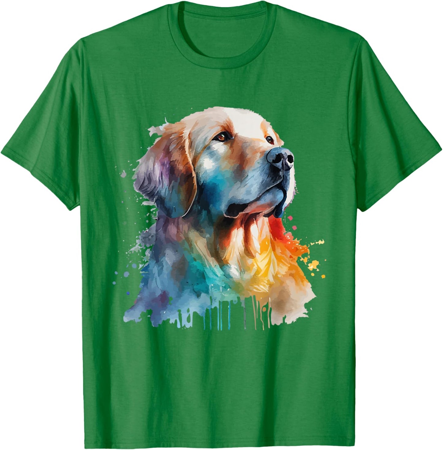 Golden Retriever Colorful Pop Art Tie Dye Watercolor T-Shirt - T-Shirt | Irish Green