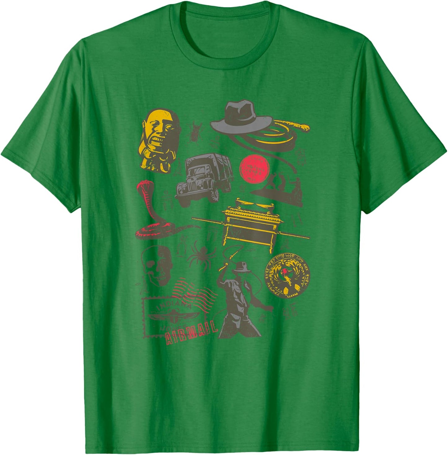 Indiana Jones Raiders of The Lost Ark Adventure Icons T-Shirt - T-Shirt | Irish Green