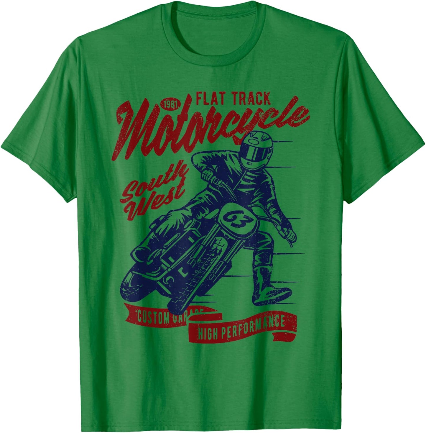 Flat Track Motorcycle Vintage Style Retro Race Design T-Shirt - T-Shirt | Irish Green