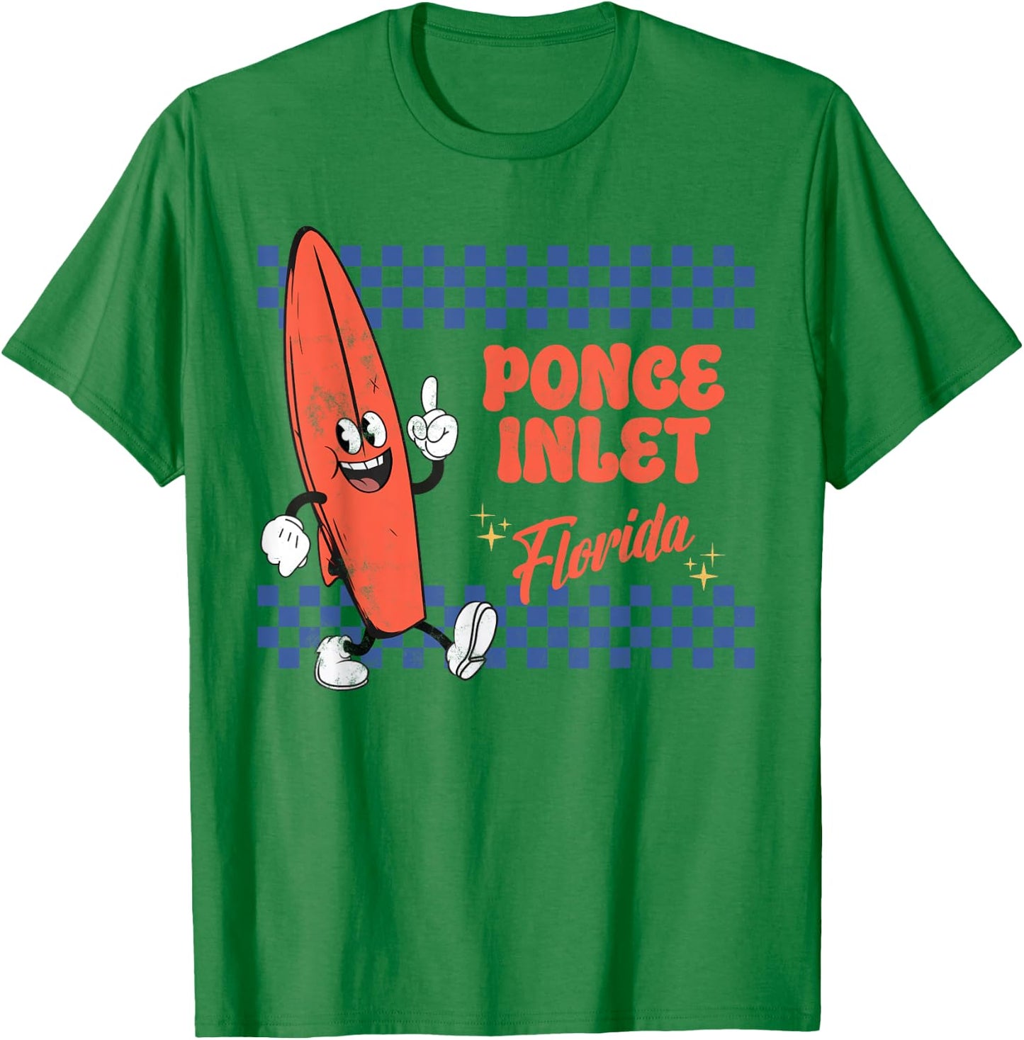 Ponce Inlet Florida Retro Surfer Vintage Beach T-Shirt - T-Shirt | Irish Green