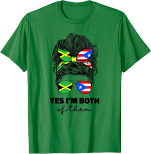 Half Jamaican And Puerto Rican Rico Jamaica Flag Gril Funny T-Shirt - T-Shirt | Irish Green
