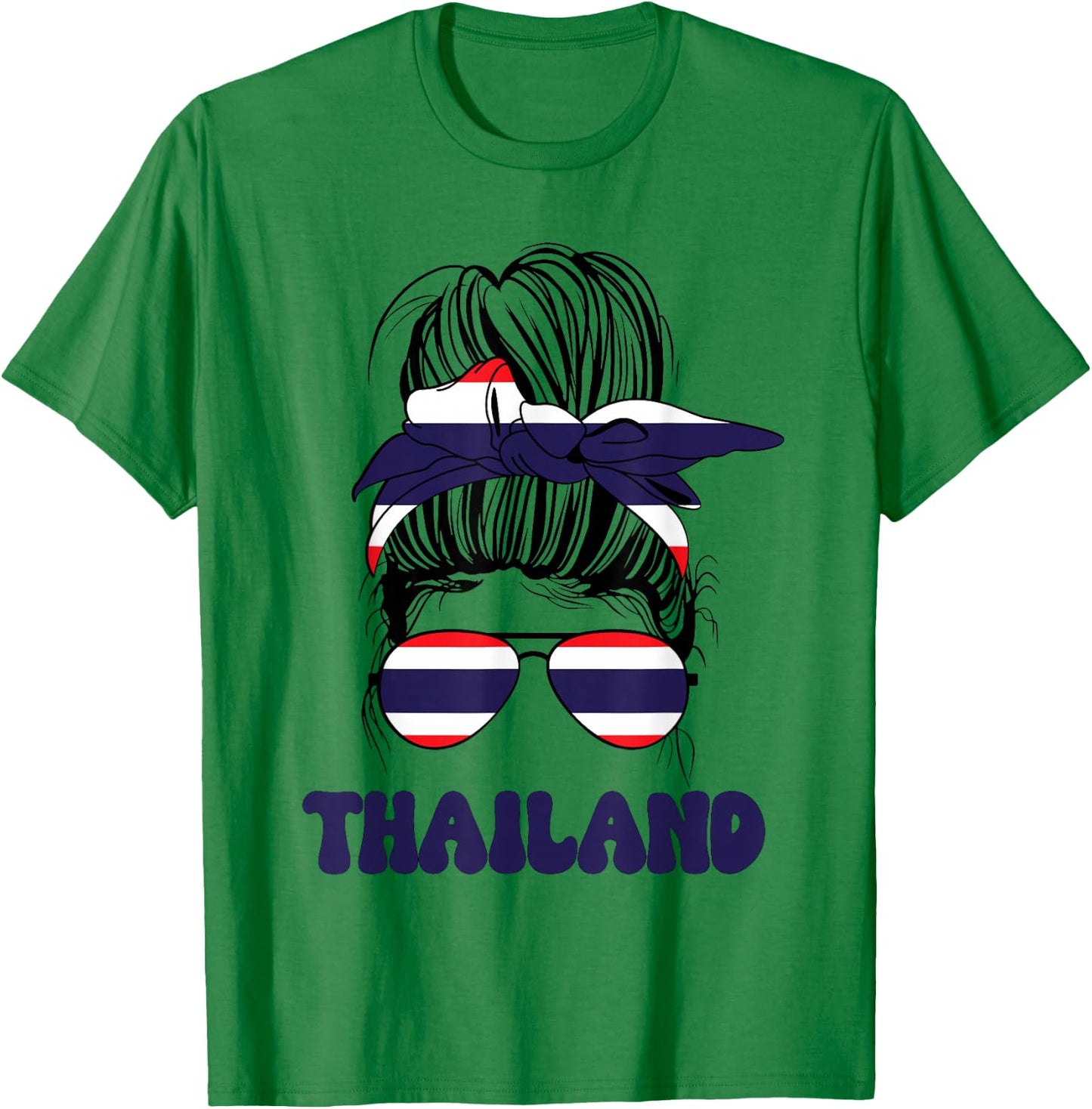 Thai Women Messy Bun, Thailand Flag For Thai Girls T-Shirt - T-Shirt | Irish Green
