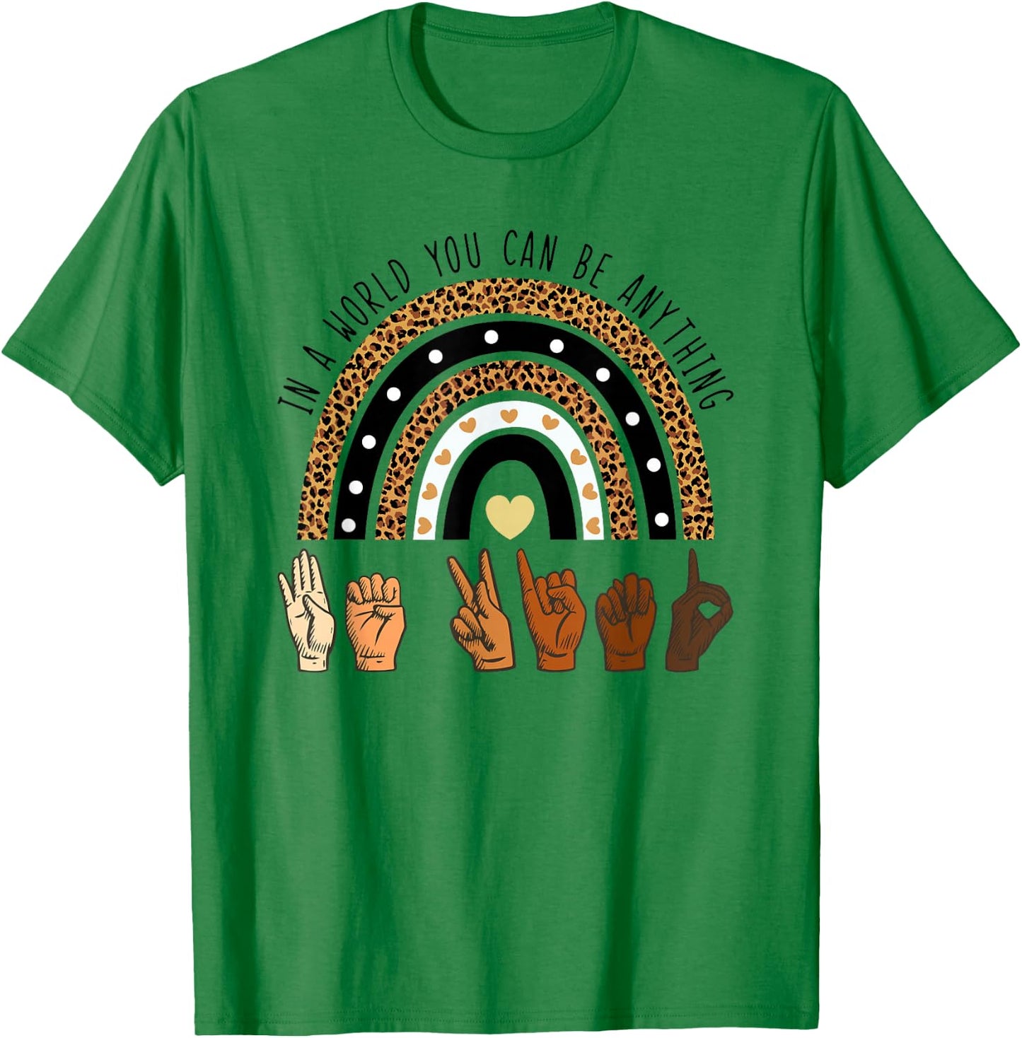 Rainbow Be Kind Sign Language We Wear Orange for Unity Day T-Shirt - T-Shirt | Irish Green