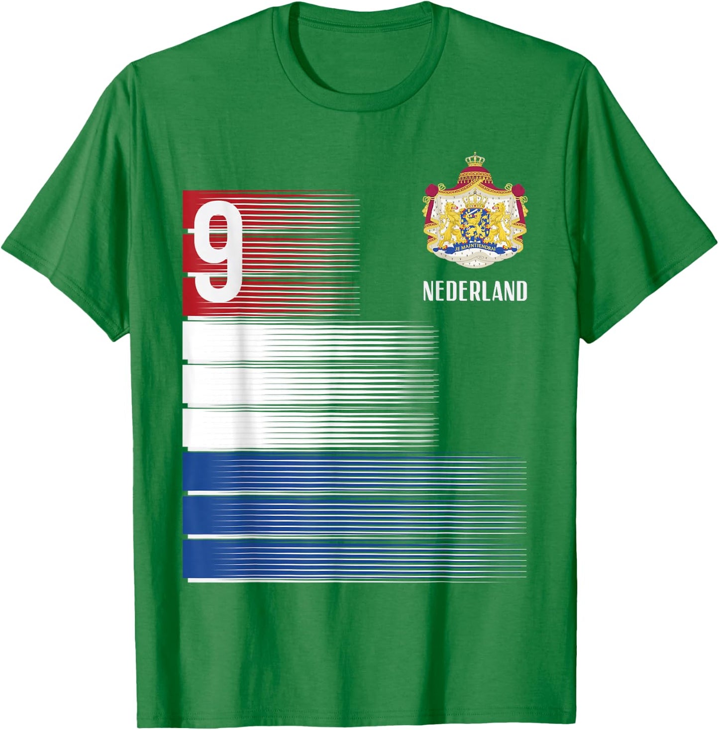 Netherlands Flag Number 9 Dutch Soccer Men Women Kids Boys T-Shirt - T-Shirt | Irish Green