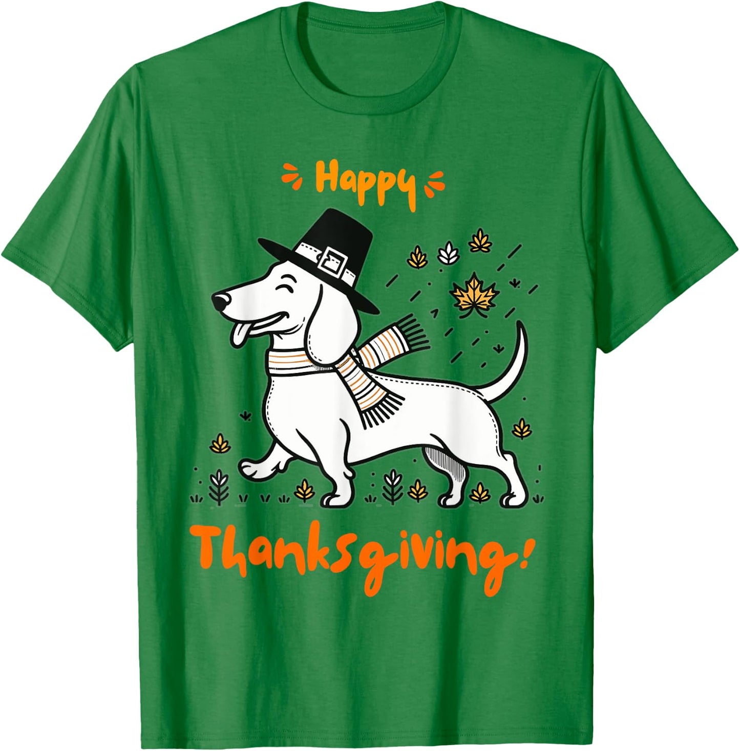 Happy Thanksgiving Pilgrim Dachshund Dog Men Women Girl Boy T-Shirt - T-Shirt | Irish Green