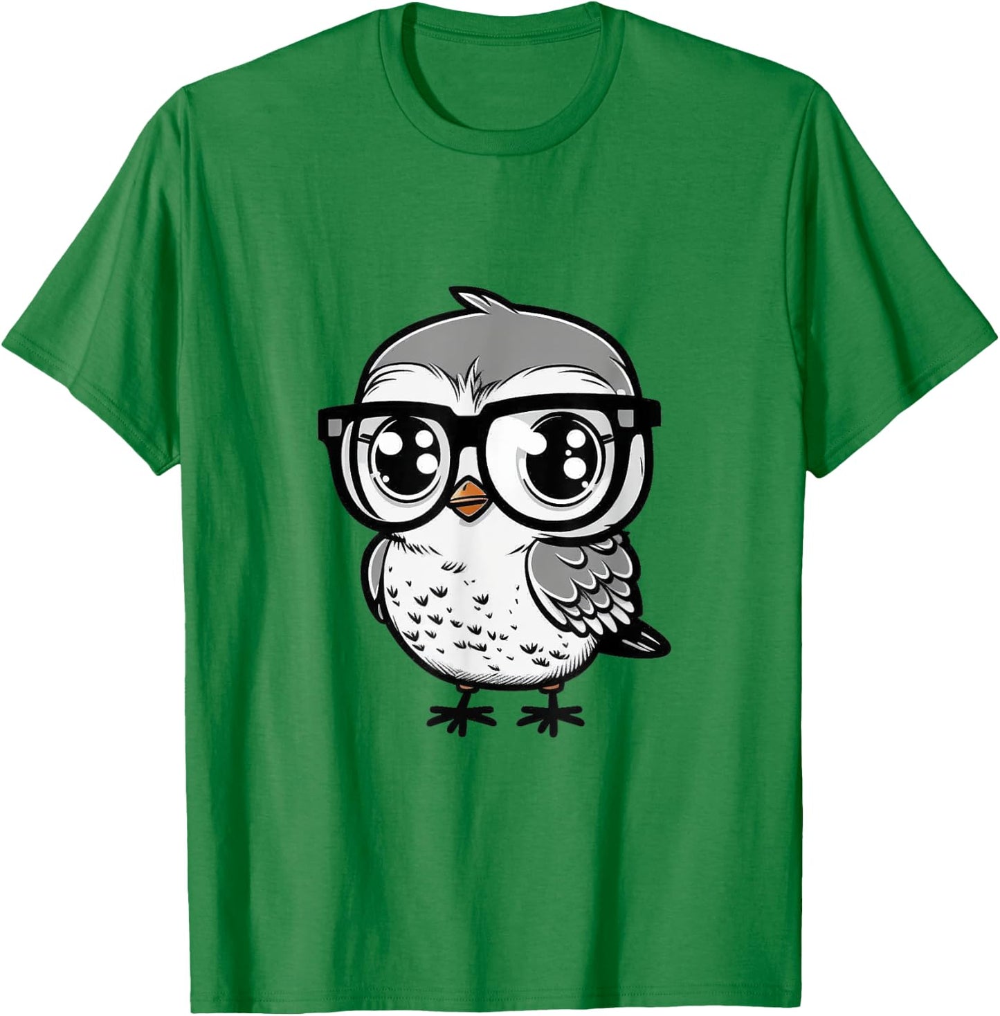 Nerdy Birdy Kawaii Cute Happy Bird with Glasses Animal T-Shirt - T-Shirt | Irish Green