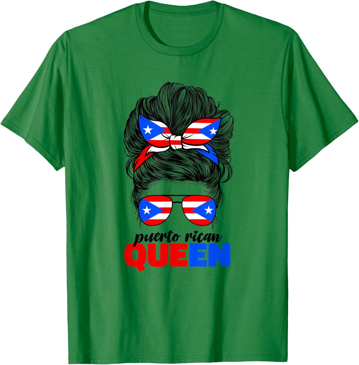 Puerto Rican Queen Boricua Puerto Rico PR Flag T-Shirt - T-Shirt | Irish Green