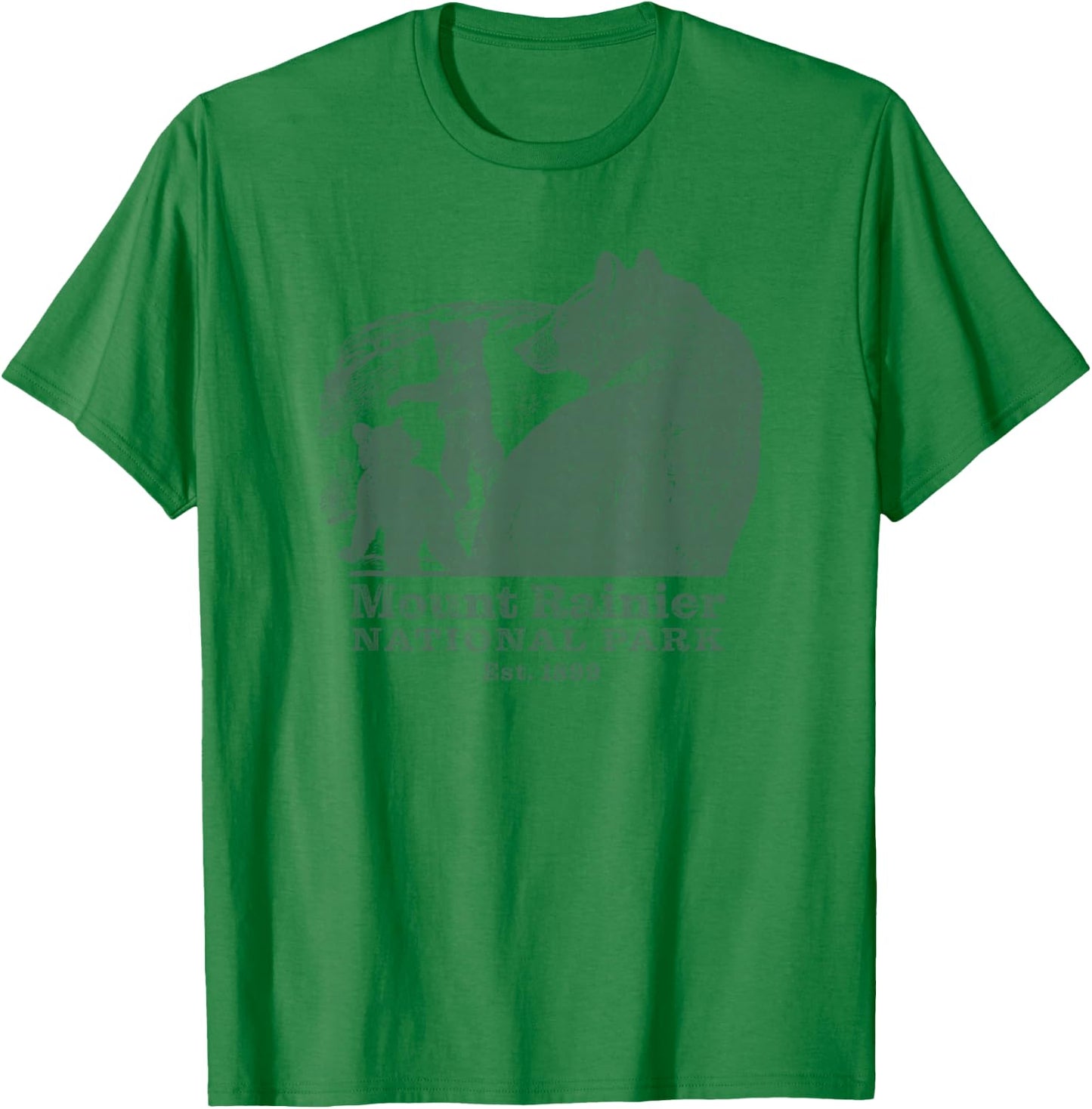 Mt. Rainier National Park Vintage Wildlife Bear Souvenir T-Shirt - T-Shirt | Irish Green