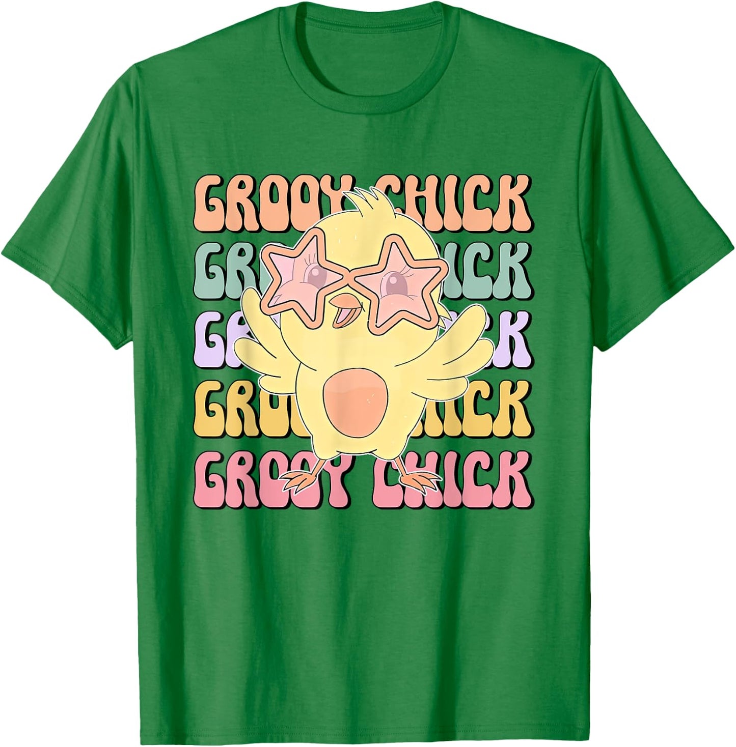 One Groovy Chick Retro Chick Costume Glasses Cute Easter Day T-Shirt - T-Shirt | Irish Green