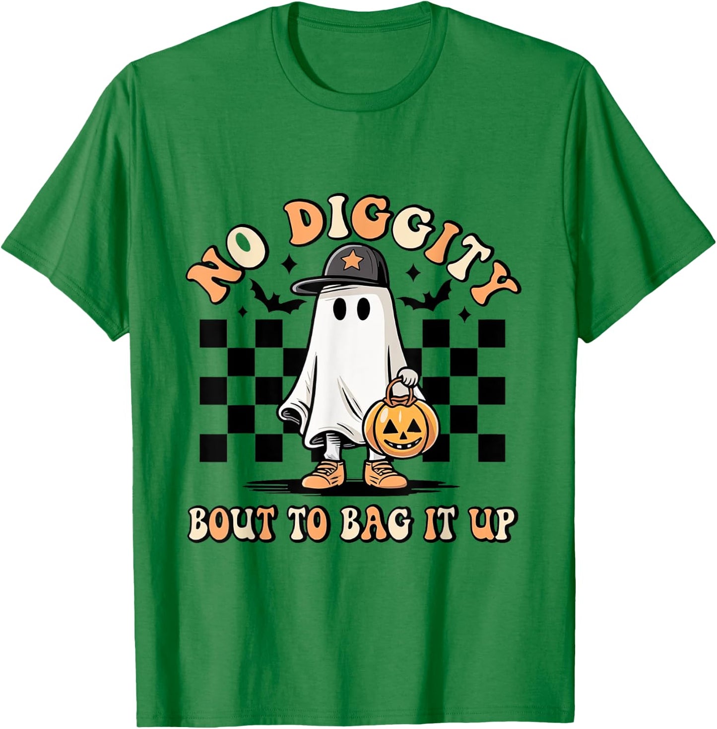 No Diggity About To Bag It Up Trick Treat Candy Halloween T-Shirt - T-Shirt | Irish Green