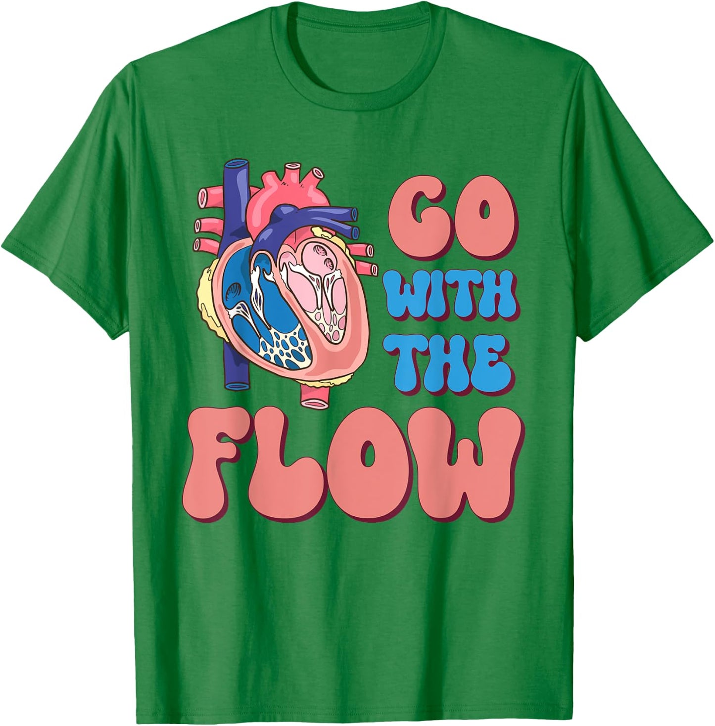 CVICU Cardiac Nurse Anatomy Cardiology Human Heart Flow T-Shirt - T-Shirt | Irish Green