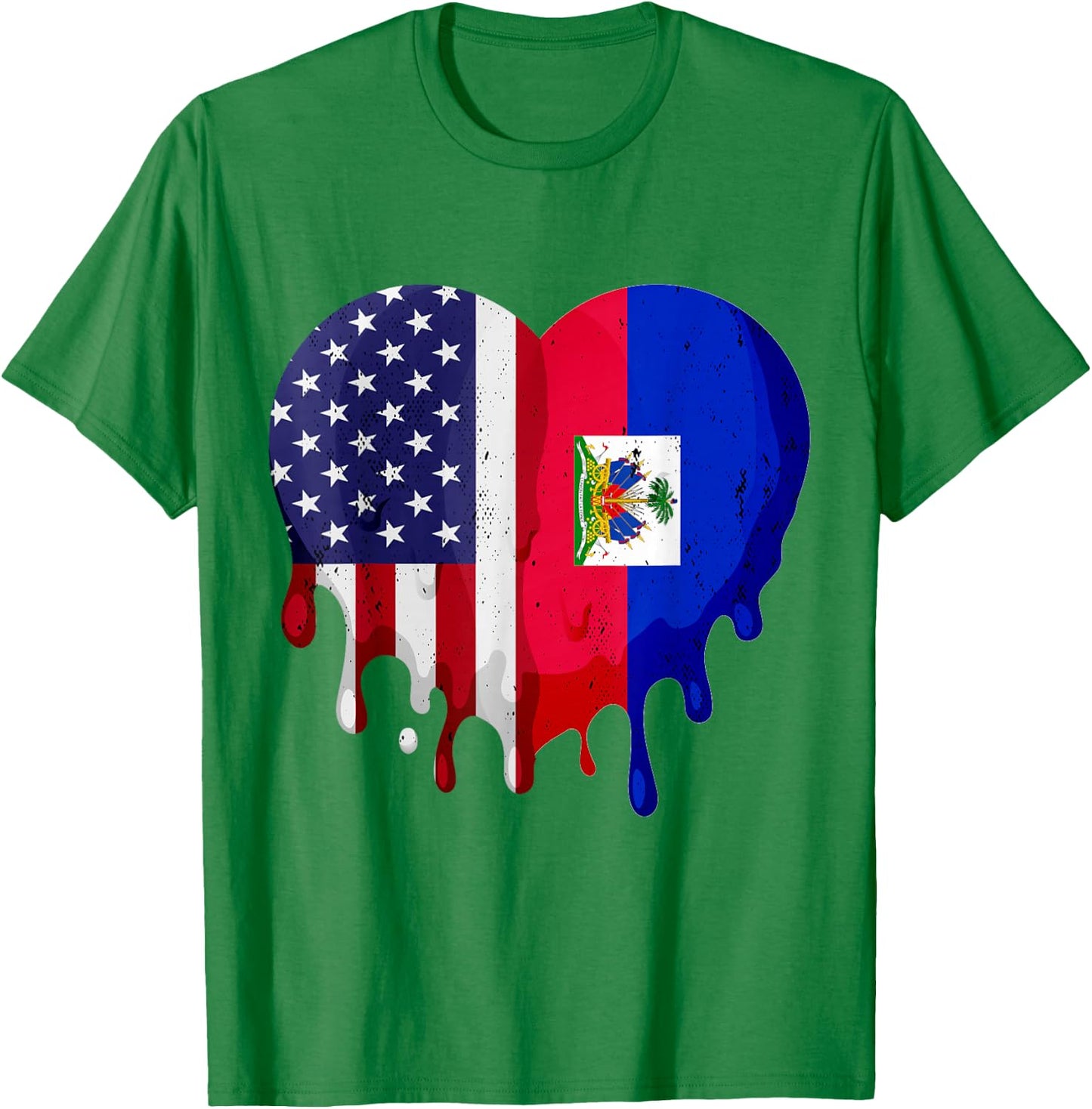 American Haitian Hispanic Heritage Month Flag Heart T-Shirt - T-Shirt | Irish Green
