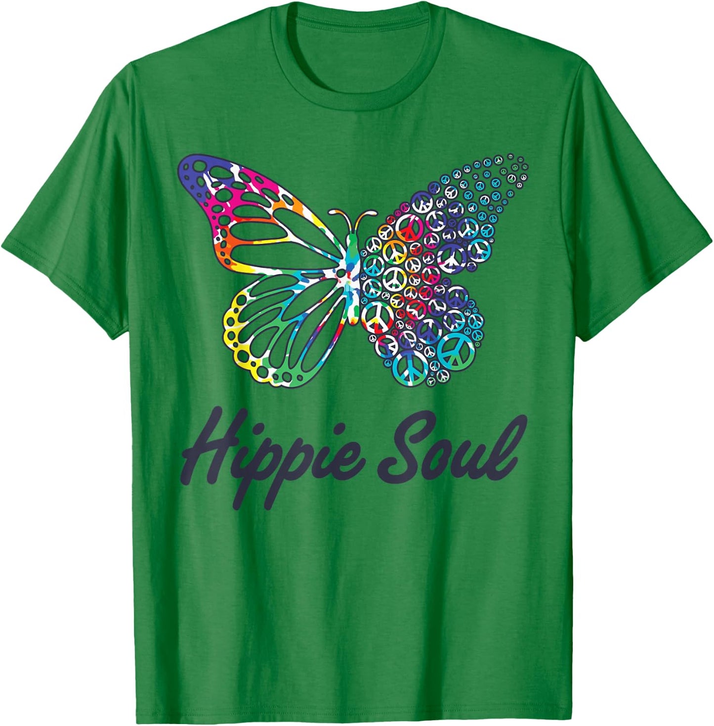 Hippie Soul Butterfly Peace Sign Retro 60s 70s Groovy Women T-Shirt - T-Shirt | Irish Green