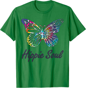 Hippie Soul Butterfly Peace Sign Retro 60s 70s Groovy Women T-Shirt - T-Shirt | Irish Green