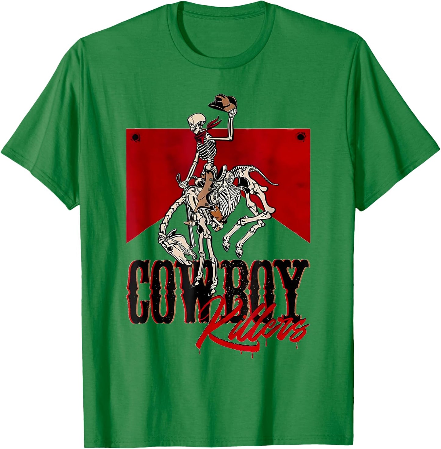 Cowboy Kller Vintage Skeleton Boho Western Country T-Shirt - T-Shirt | Irish Green