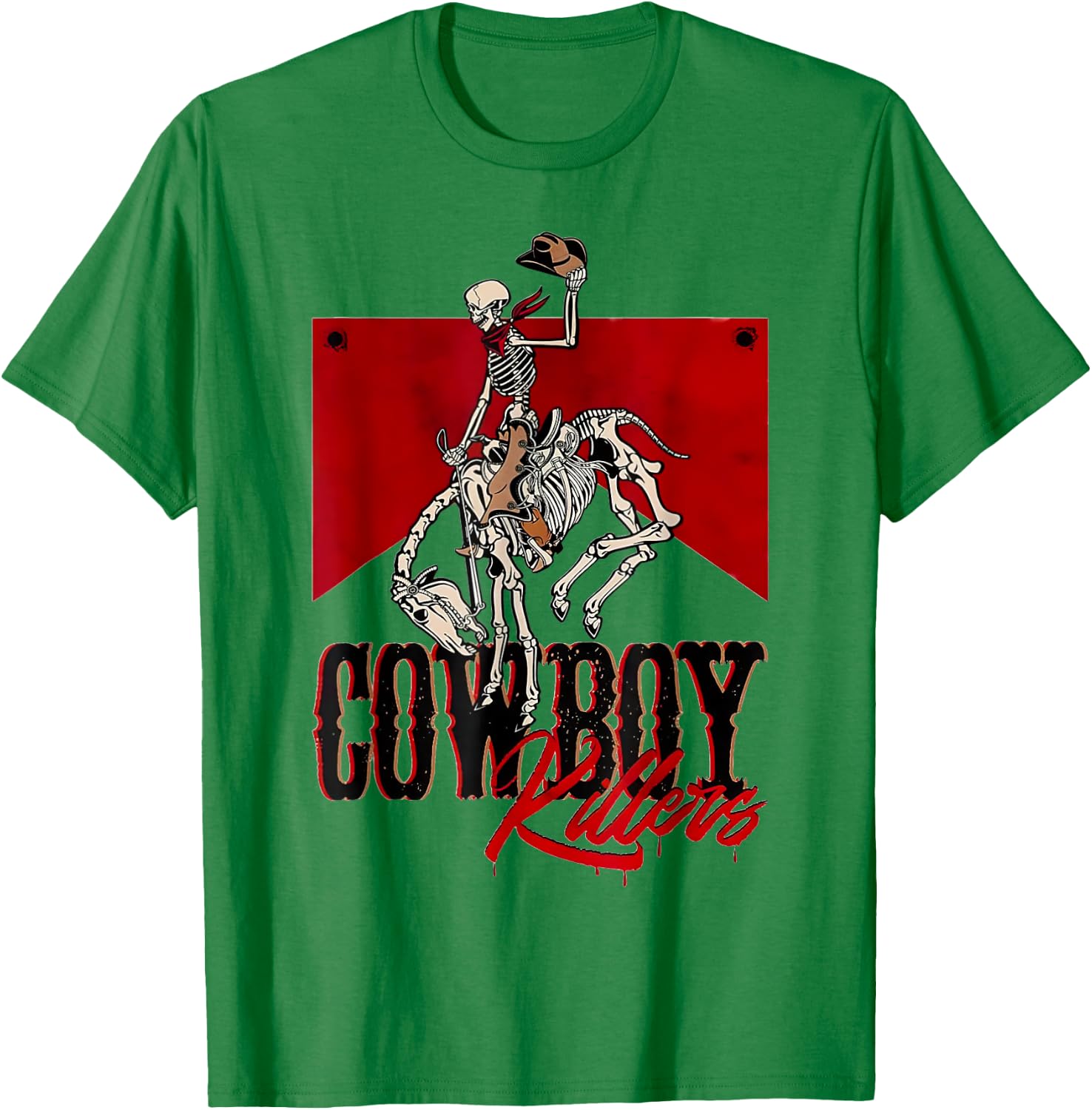 Cowboy Kller Vintage Skeleton Boho Western Country T-Shirt - T-Shirt | Irish Green
