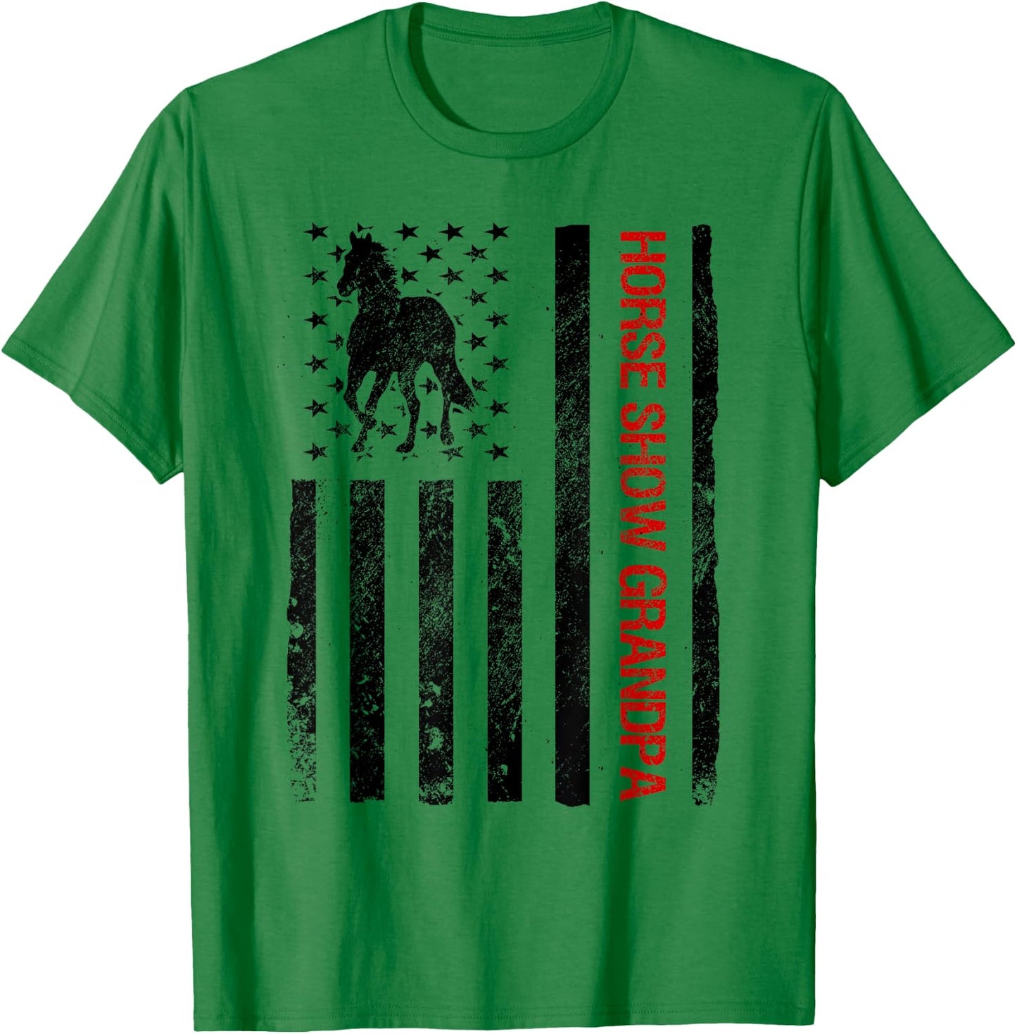 Funny Horse Show Grandpa American USA Flag Kids Men T-Shirt - T-Shirt | Irish Green