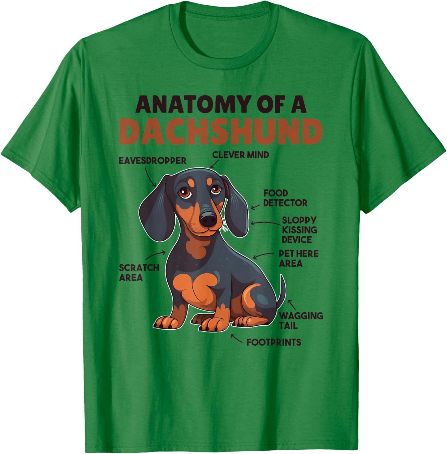 Favorite Animal Cute Animals Explanations Dachshund Anatomy - Kids, Animal Lovers - White - Short Sleeve - - - Small - Classic Fit - Lightweight - Cotton, Polyester T-Shirt - T-Shirt | Irish Green