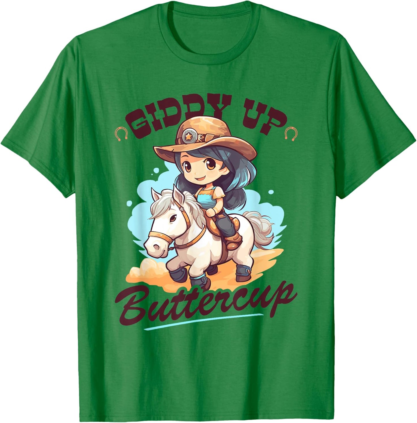 Giddy Up Buttercup, Country Rodeo Girl Toddler Cowgirl T-Shirt - T-Shirt | Irish Green