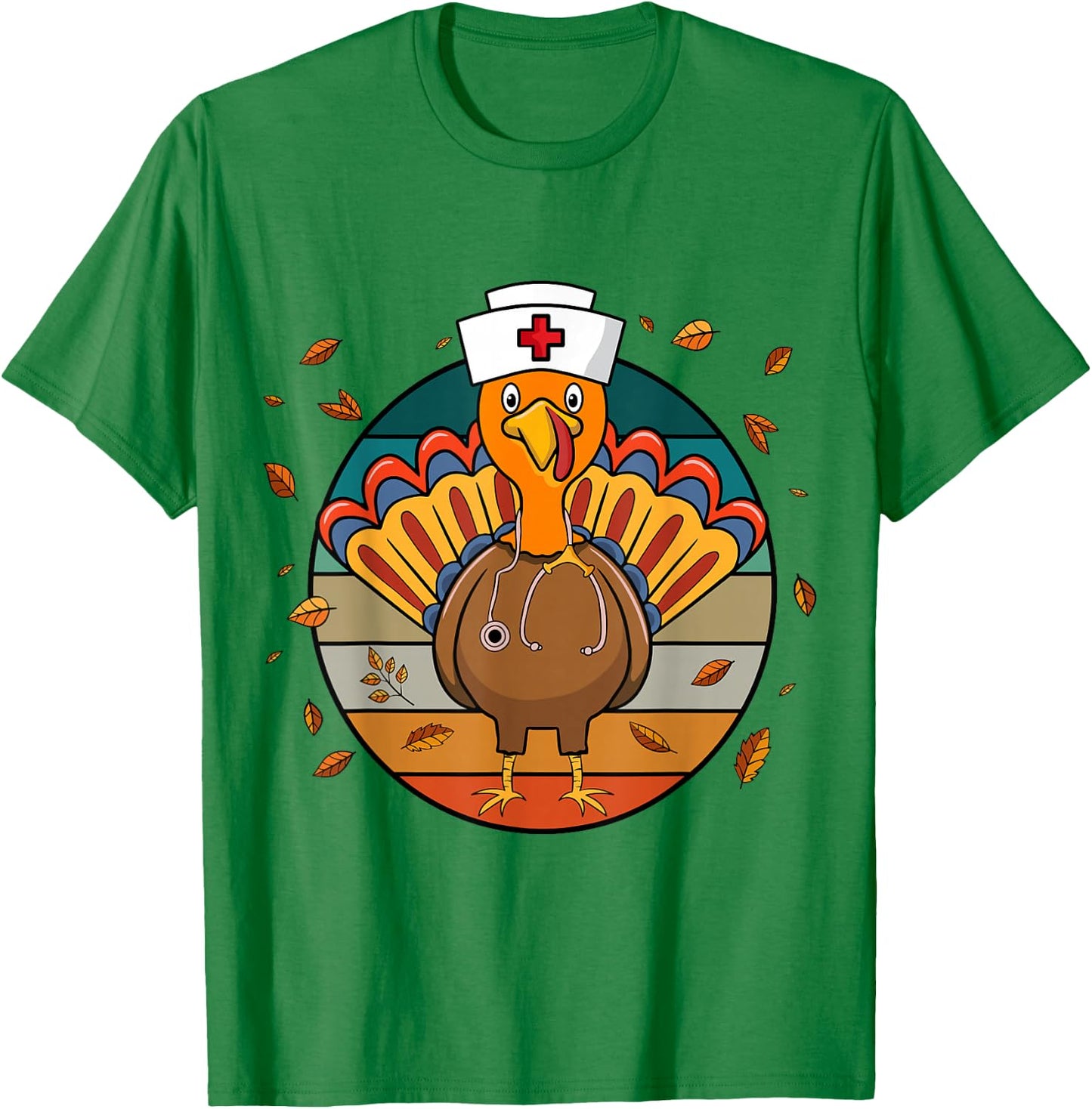 Happy Thanksgiving Funny Turkey Nurse T-Shirt - T-Shirt | Irish Green