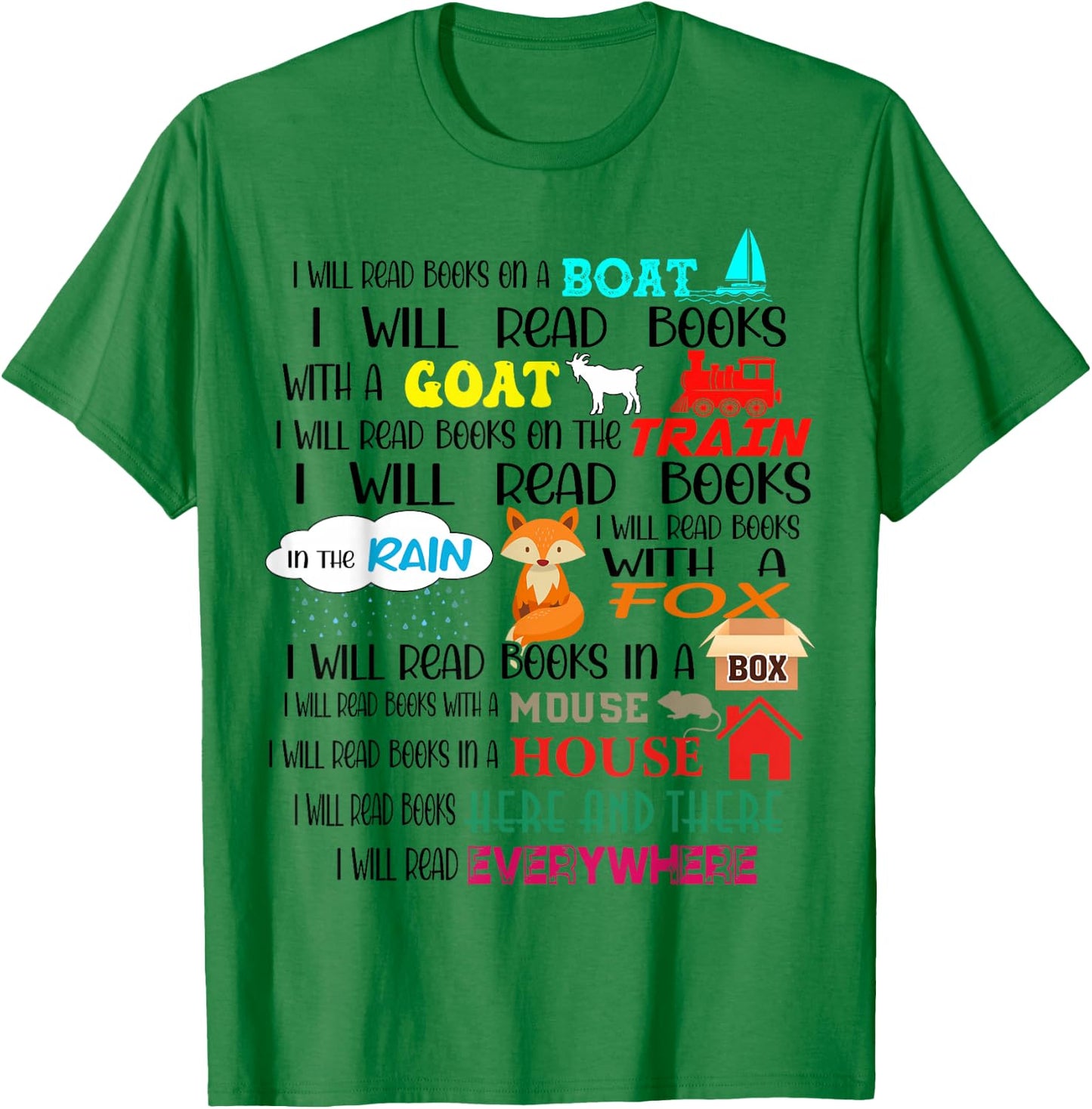 Teacher I Will Read Book On Boat Kids Women Funny Bookworm T-Shirt - T-Shirt | Irish Green