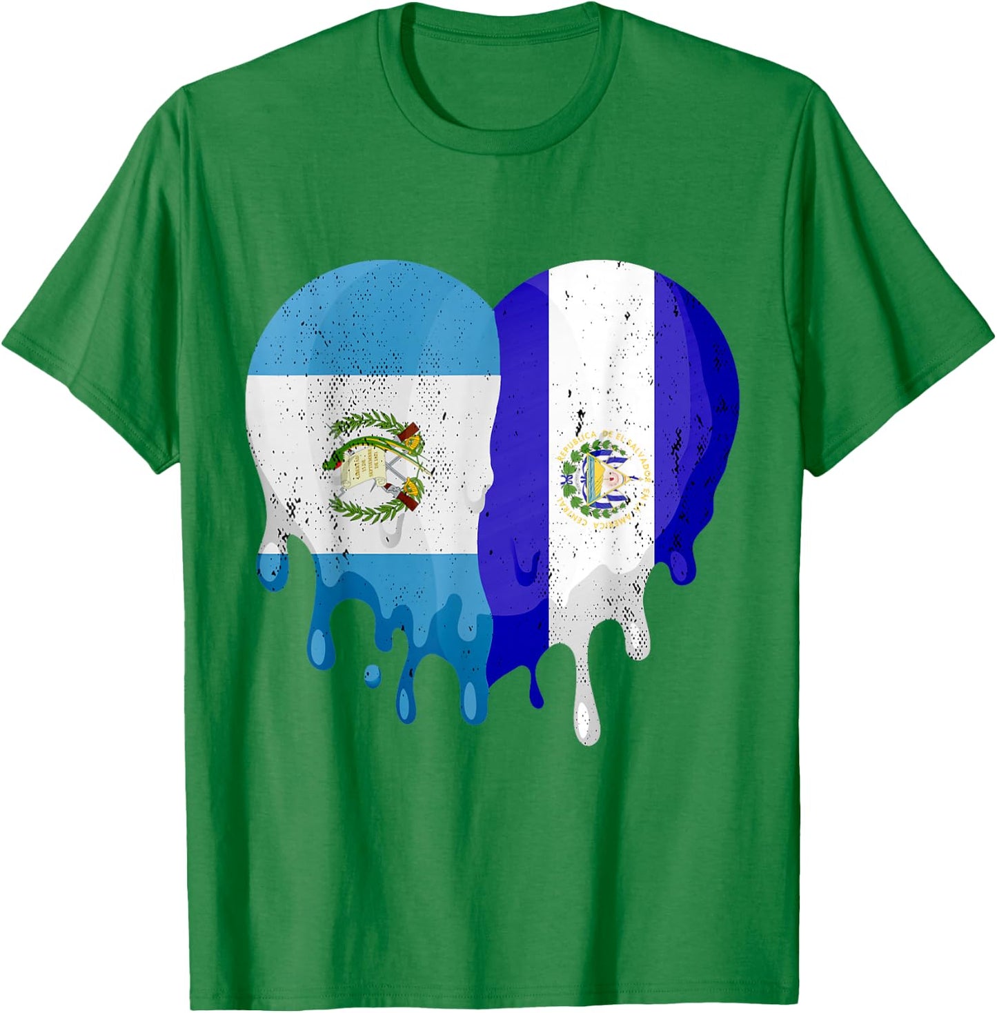 Guatemala El Salvador Flag Heart Grown Patriot Country T-Shirt - T-Shirt | Irish Green