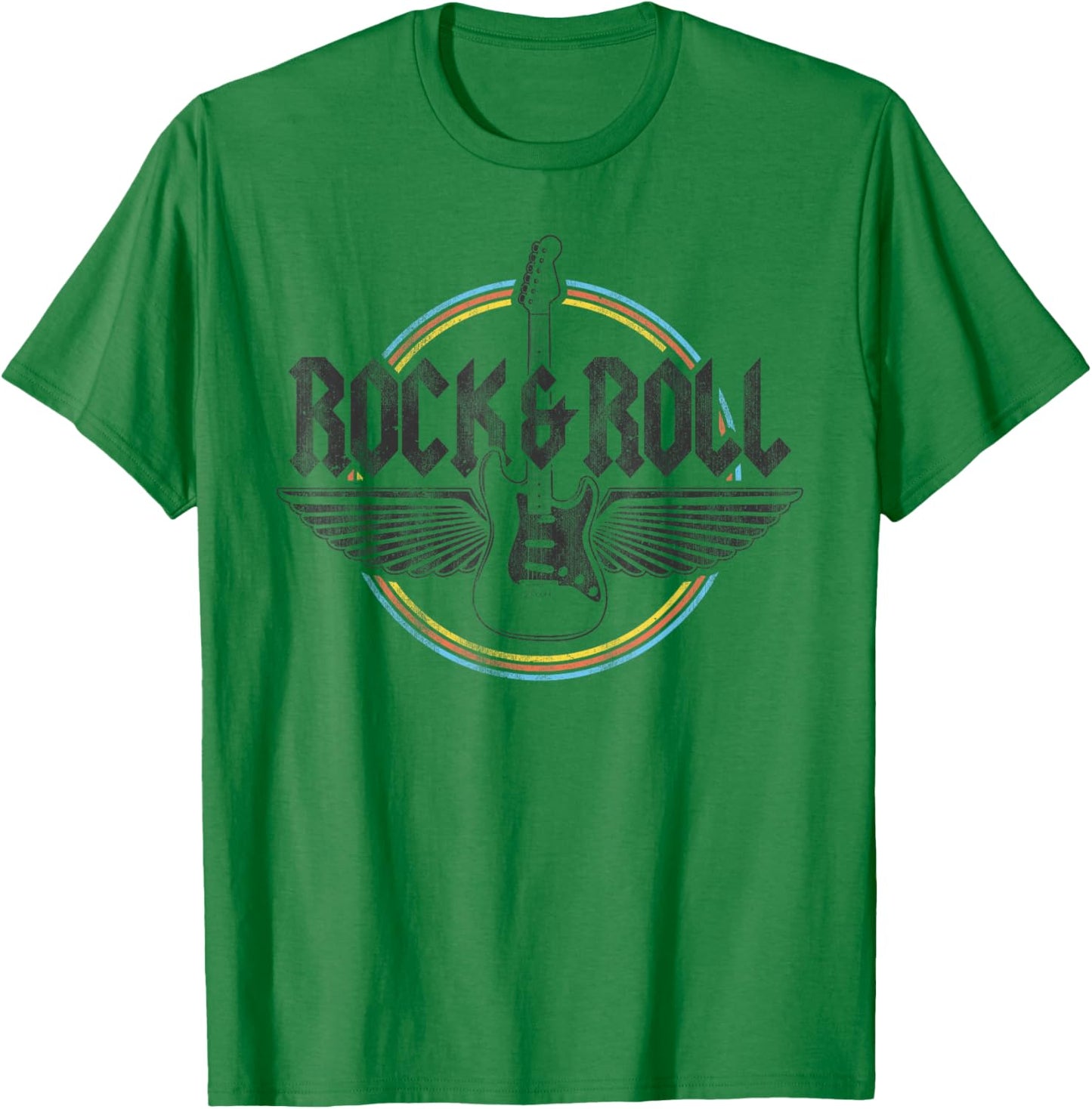 Retro Vintage Rock & Roll Guitar Wings Music Concert Band T-Shirt - T-Shirt | Irish Green