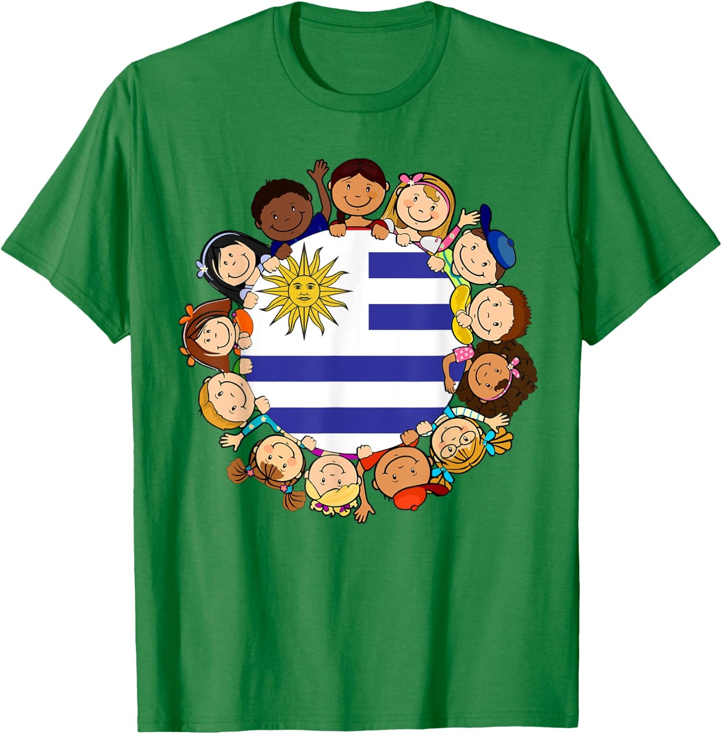 Uruguayan Kids Uruguay Flag Hispanic Heritage Month Boy Girl T-Shirt - T-Shirt | Irish Green