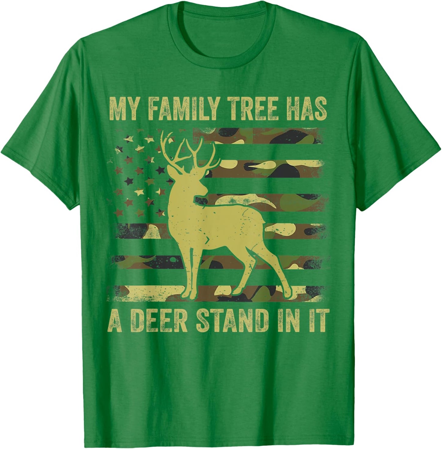 Hunting-Shirt My Family Tree Has Deer Stand In It Funny Camo T-Shirt - T-Shirt | Irish Green