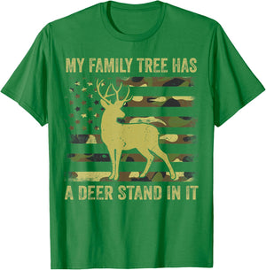 Hunting-Shirt My Family Tree Has Deer Stand In It Funny Camo T-Shirt - T-Shirt | Irish Green