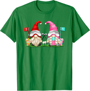 Funny Golf Gnome Graphic And Men Golfing Couple T-Shirt - T-Shirt | Irish Green