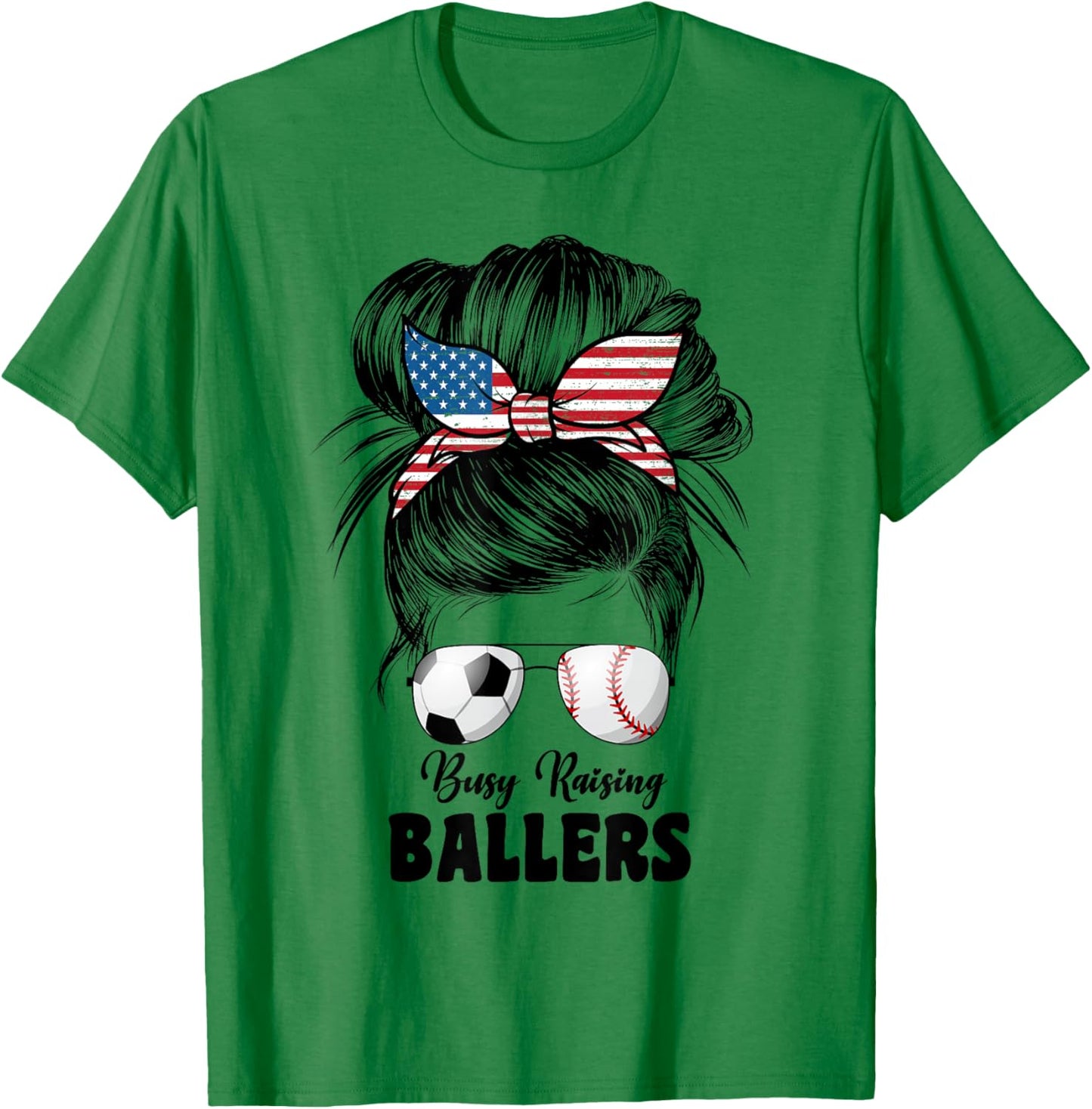 Busy Raising Ballers Soccer And Baseball Mama Mom T-Shirt - T-Shirt | Irish Green