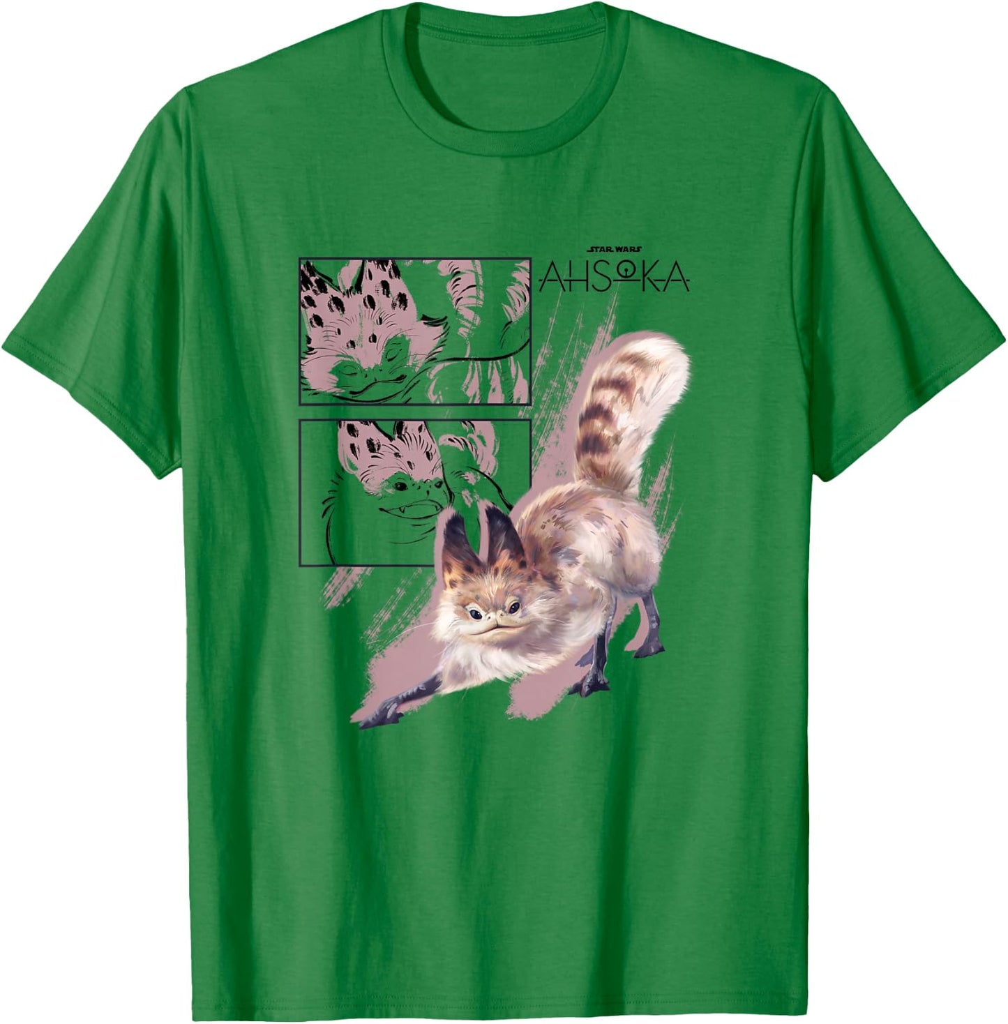 Star Wars: Ahsoka Loth-Cat Sketch Portrait Box Up Panels T-Shirt - T-Shirt | Irish Green