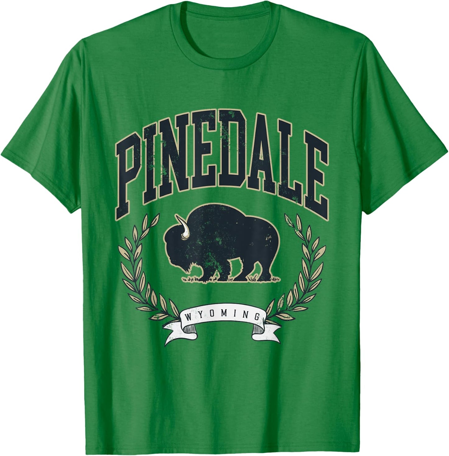 Vintage Pinedale Wyoming Mountains Bison Western T-Shirt - T-Shirt | Irish Green