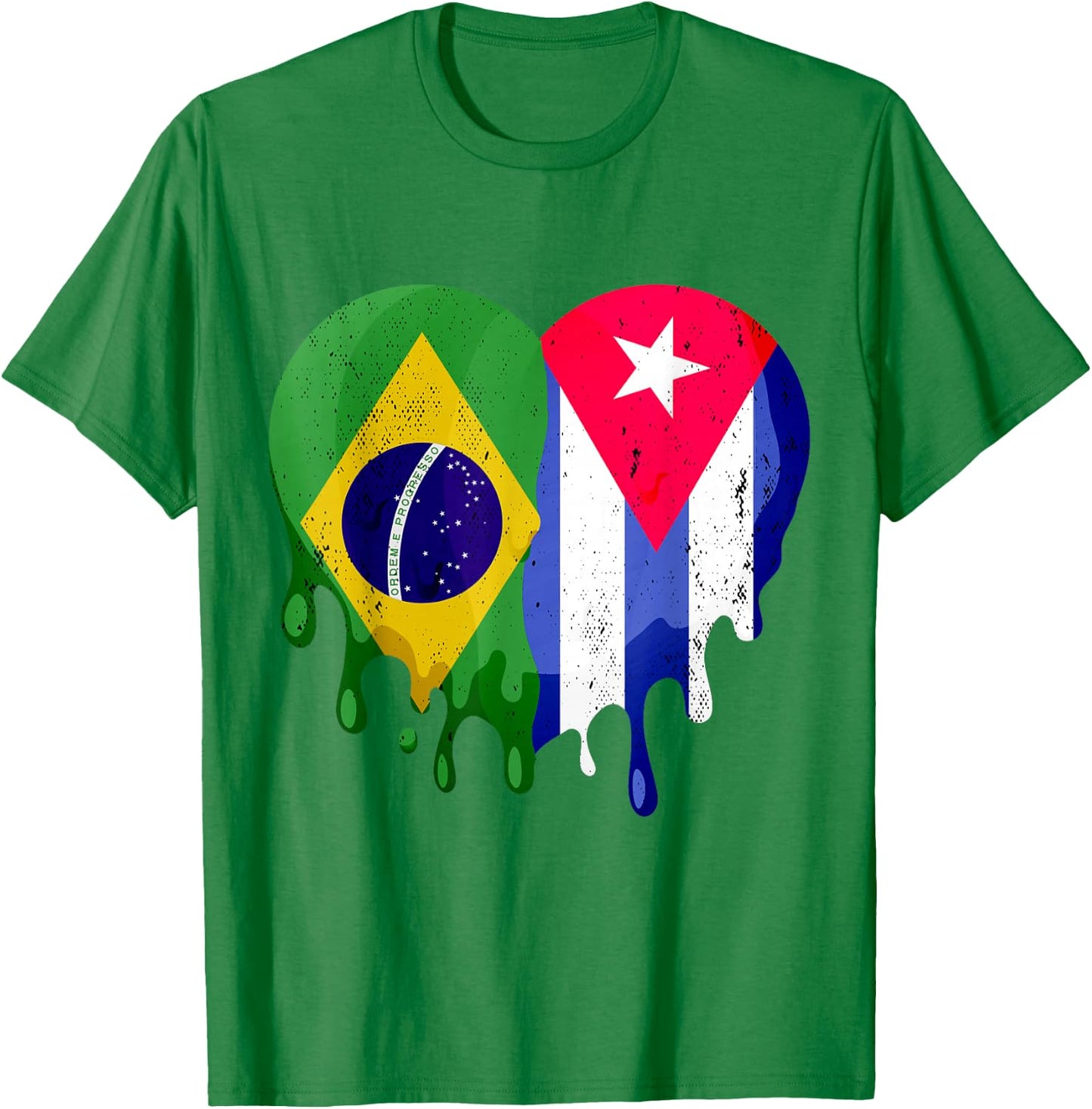 Brazil Cuba Flag Heart Citizen Grown Patriot Country T-Shirt - T-Shirt | Irish Green
