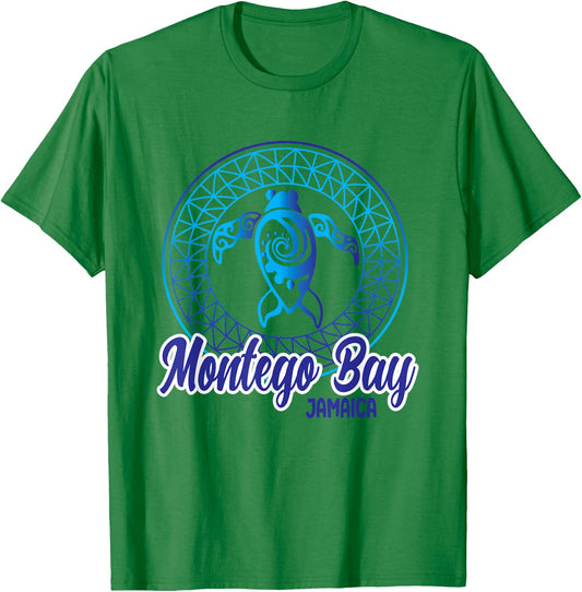 Montego Bay Jamaica Souvenirs Tribal Sea Turtle Vacation T-Shirt - T-Shirt | Irish Green