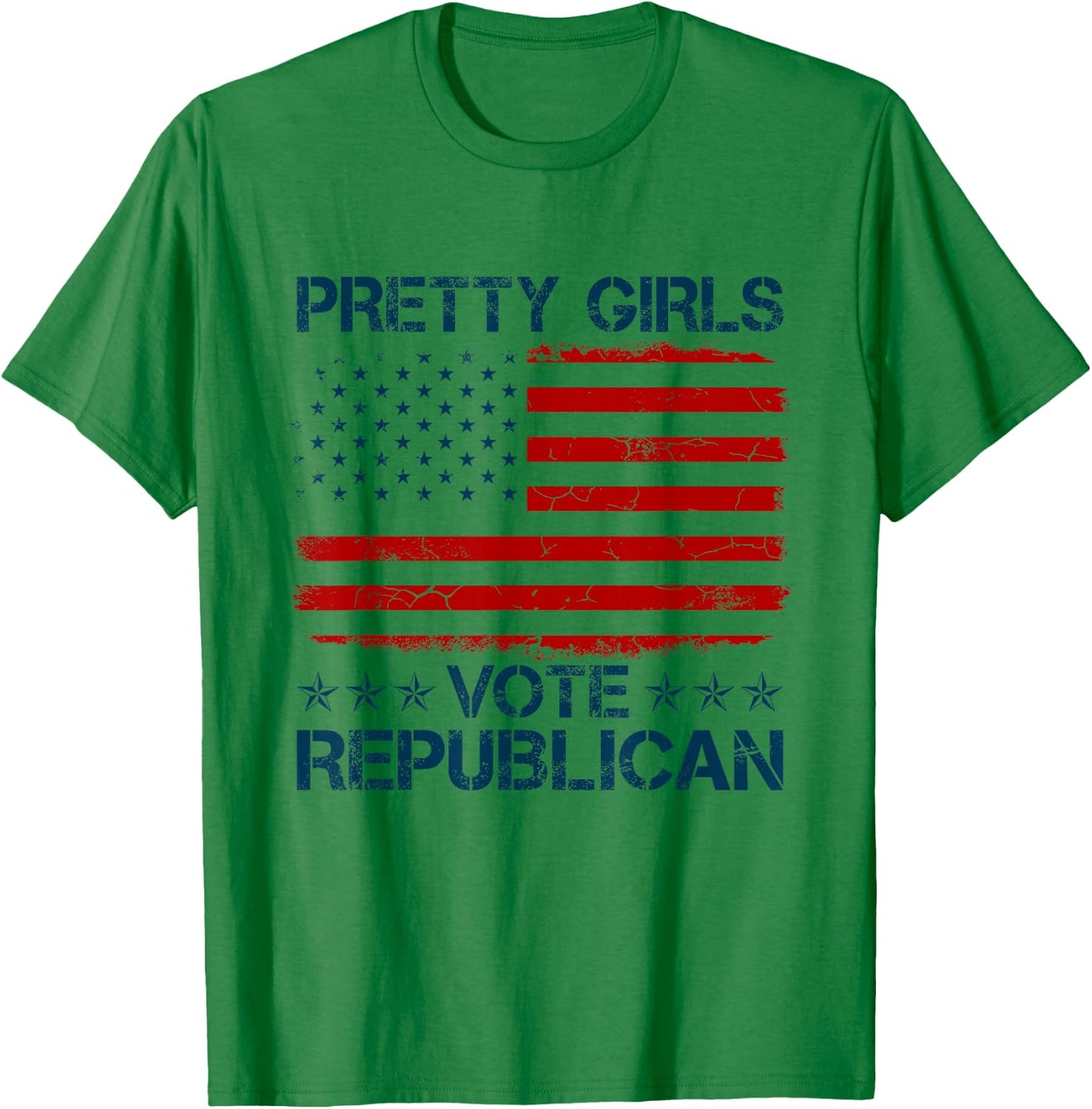 Pretty Girls Vote Republican American Flag Funny Patriotic T-Shirt - T-Shirt | Irish Green