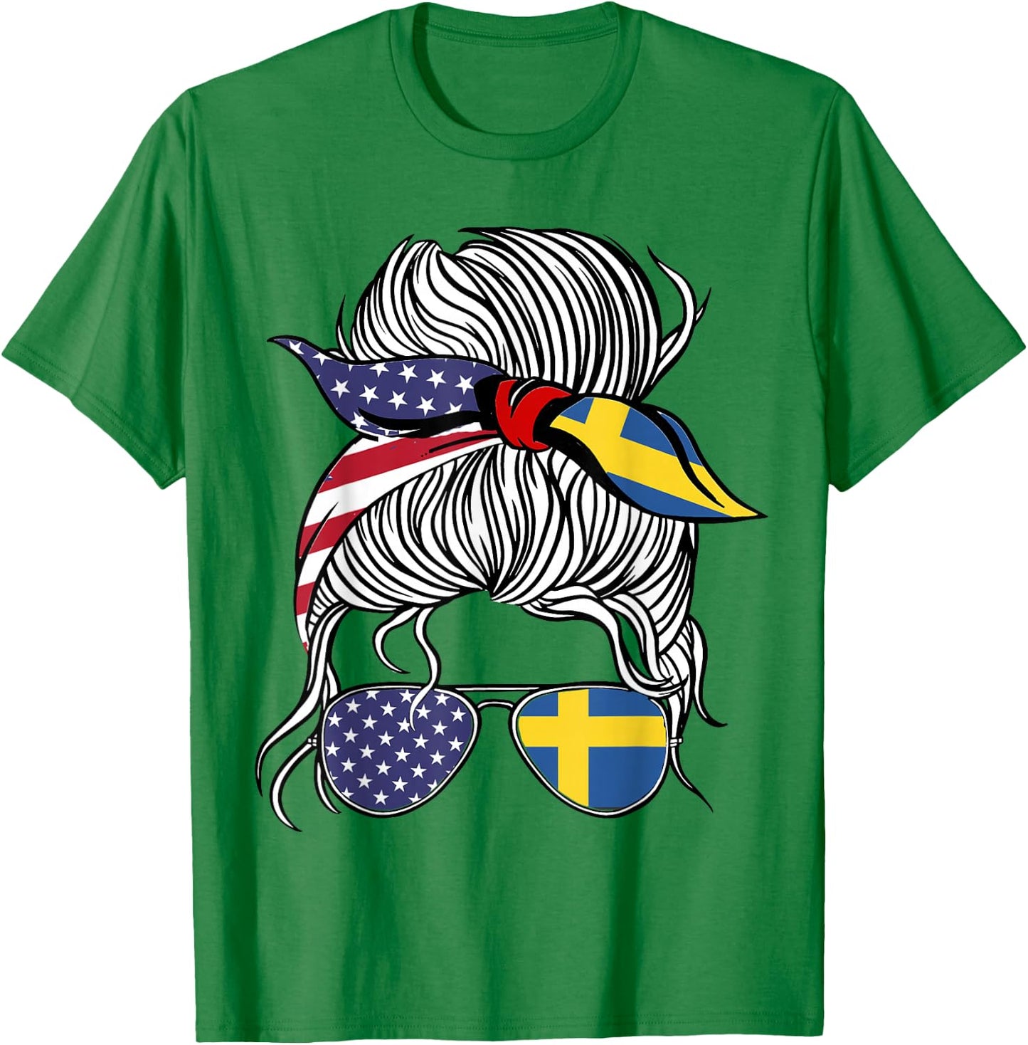 American Swedish Patriot Flag Women Girl Sweden Grown T-Shirt - T-Shirt | Irish Green