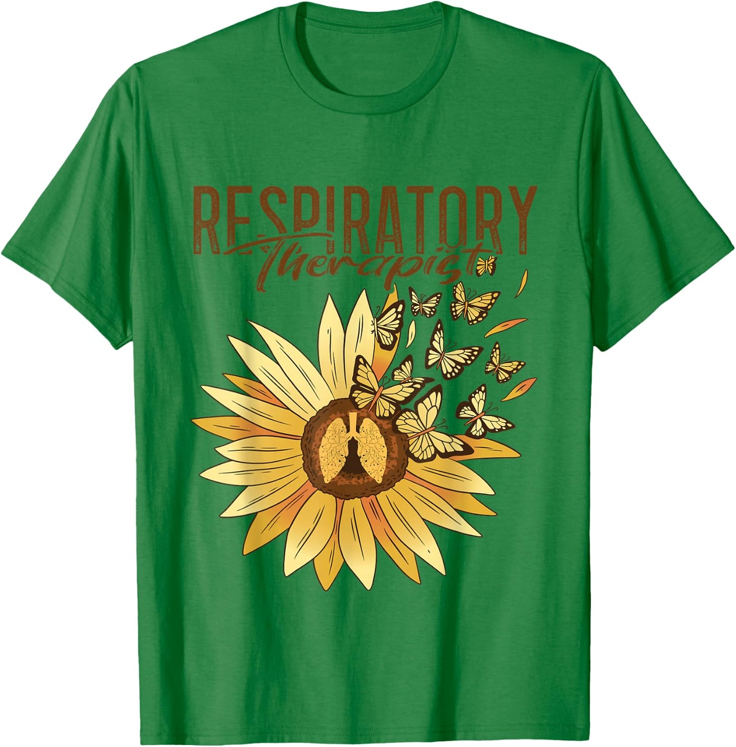 Respiratory Therapist Sunflower RT Lungs Respiratory Therapy T-Shirt - T-Shirt | Irish Green