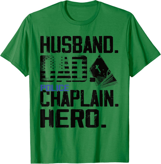 Husband dad police chaplain hero - Funny chaplain T-Shirt - T-Shirt | Irish Green