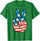 USA Flag Peace Sign Hand 4th of July Patriotic Men Boys T-Shirt - T-Shirt | Irish Green