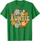 Groovy Auntie Retro Flowers Women Mother's Day Aunt T-Shirt - T-Shirt | Irish Green