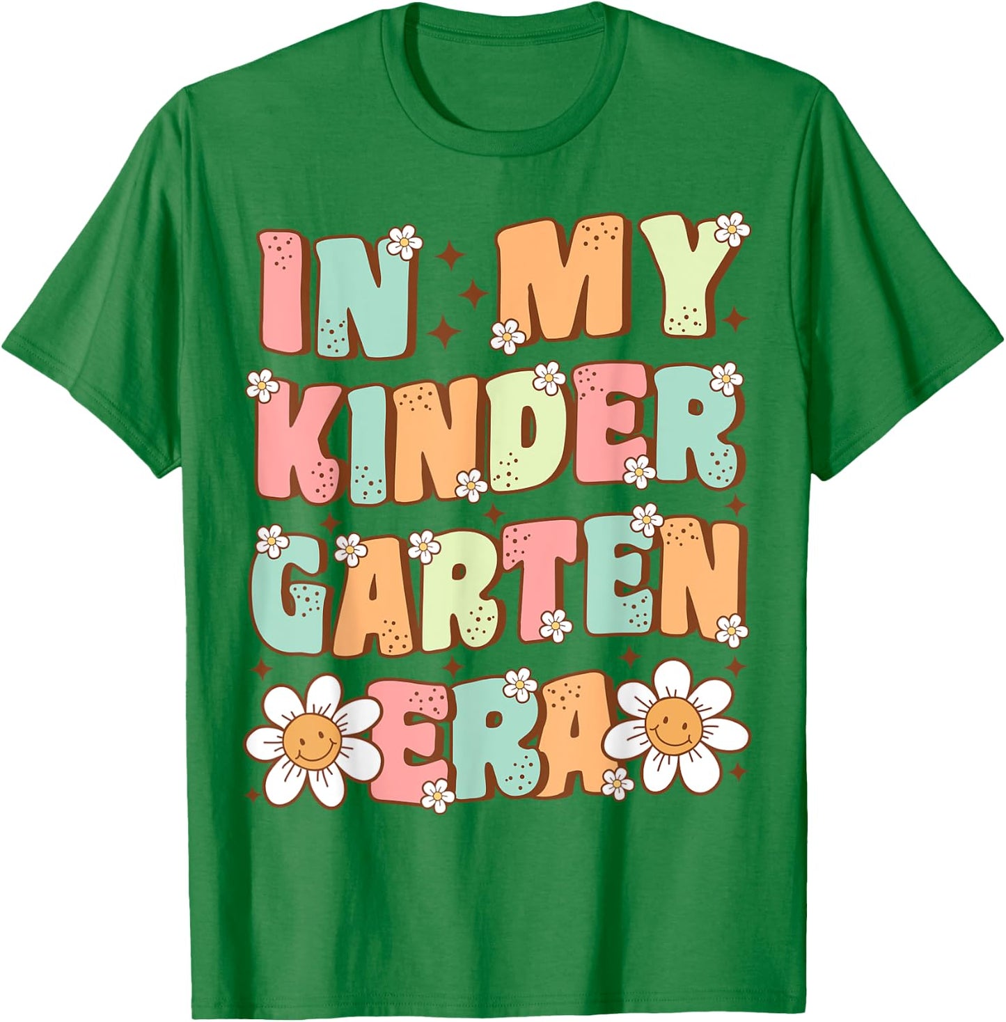 In My Kindergarten Era Groovy Kindergarten Back to School T-Shirt - T-Shirt | Irish Green