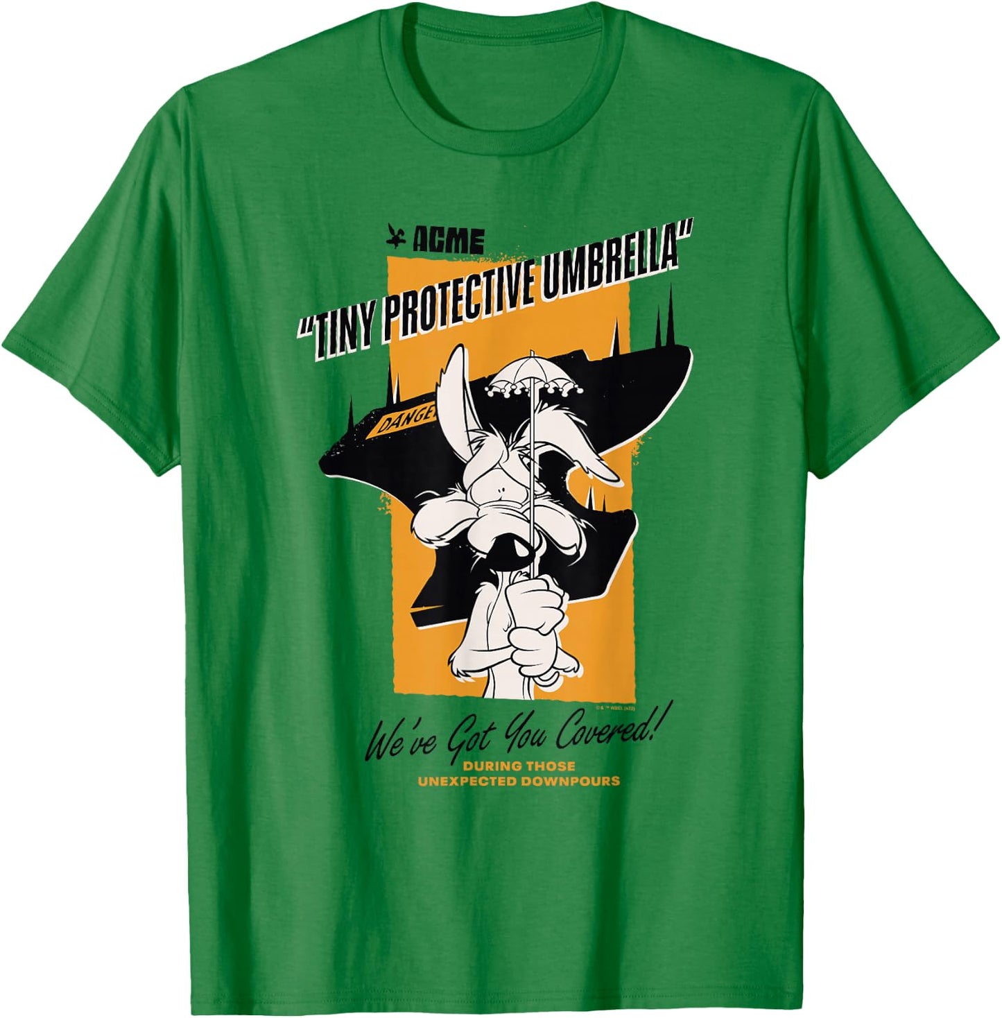 Looney Tunes Wile E. Coyote Acme Tiny Protective Umbrella T-Shirt - T-Shirt | Irish Green