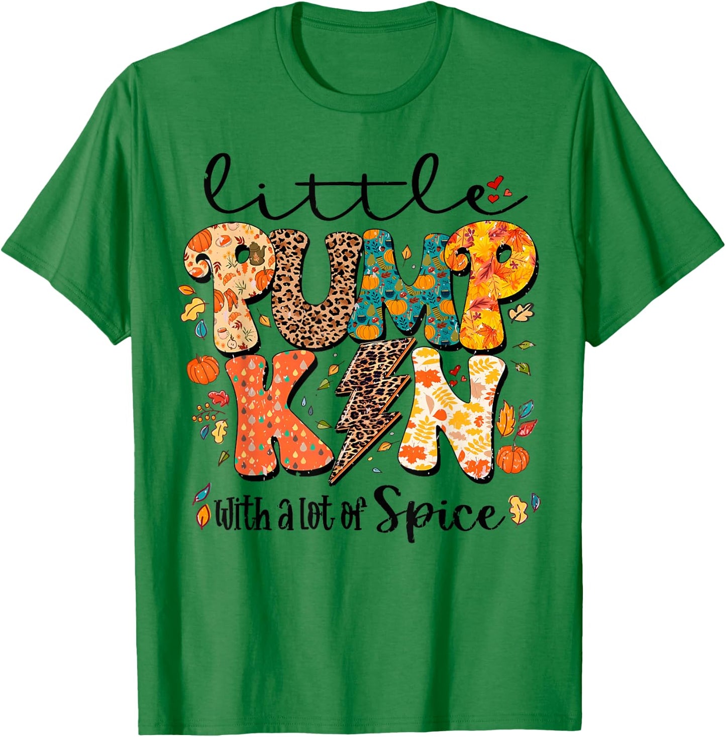 Little Pumpkin With A Lot Of Spice Leopard Thanksgiving T-Shirt - T-Shirt | Irish Green