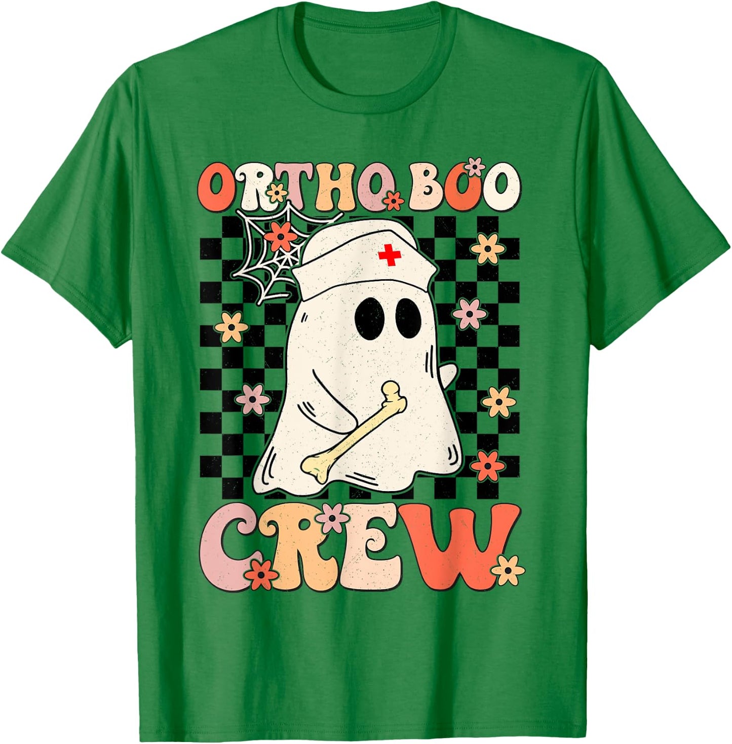 Ortho Boo Crew Ghost Pumpkin Orthopedic Nurse Halloween T-Shirt - T-Shirt | Irish Green