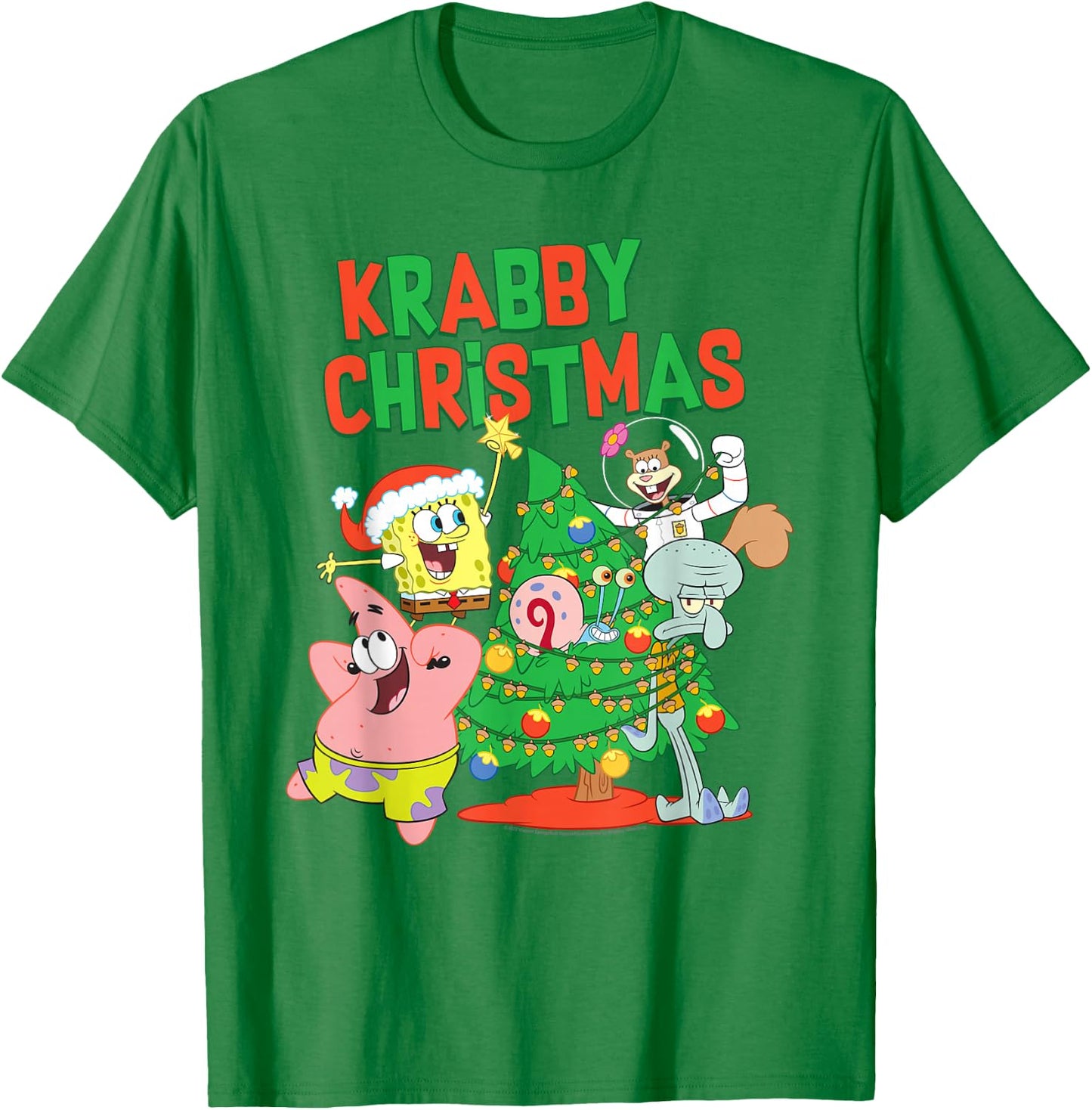 SpongeBob SquarePants Merry Christmas Tree Decorating T-Shirt - T-Shirt | Irish Green