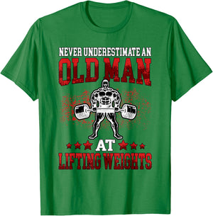 Fitness Old Man Pumping Gym Workout Gym T-Shirt - T-Shirt | Irish Green